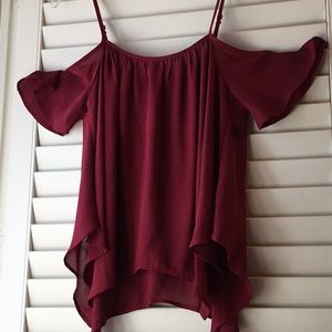 Sienna Sky | Crimson Off Shoulder Flowy Top XS